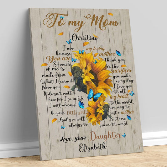 Gifts for Mom from Daughter Meaningful Quote Wall Art Personalized Gifts