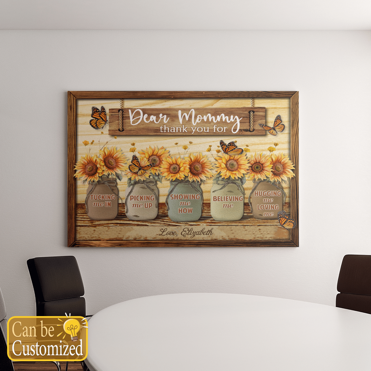 Personalized Canvas Sunflower Xmas Gifts For Mom From Daughter, Son