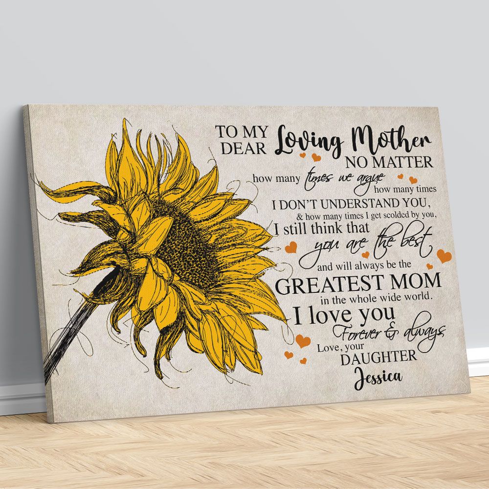 Personalized Sunflower Wall Art To My Dear Loving Mother Gifts From Daughter