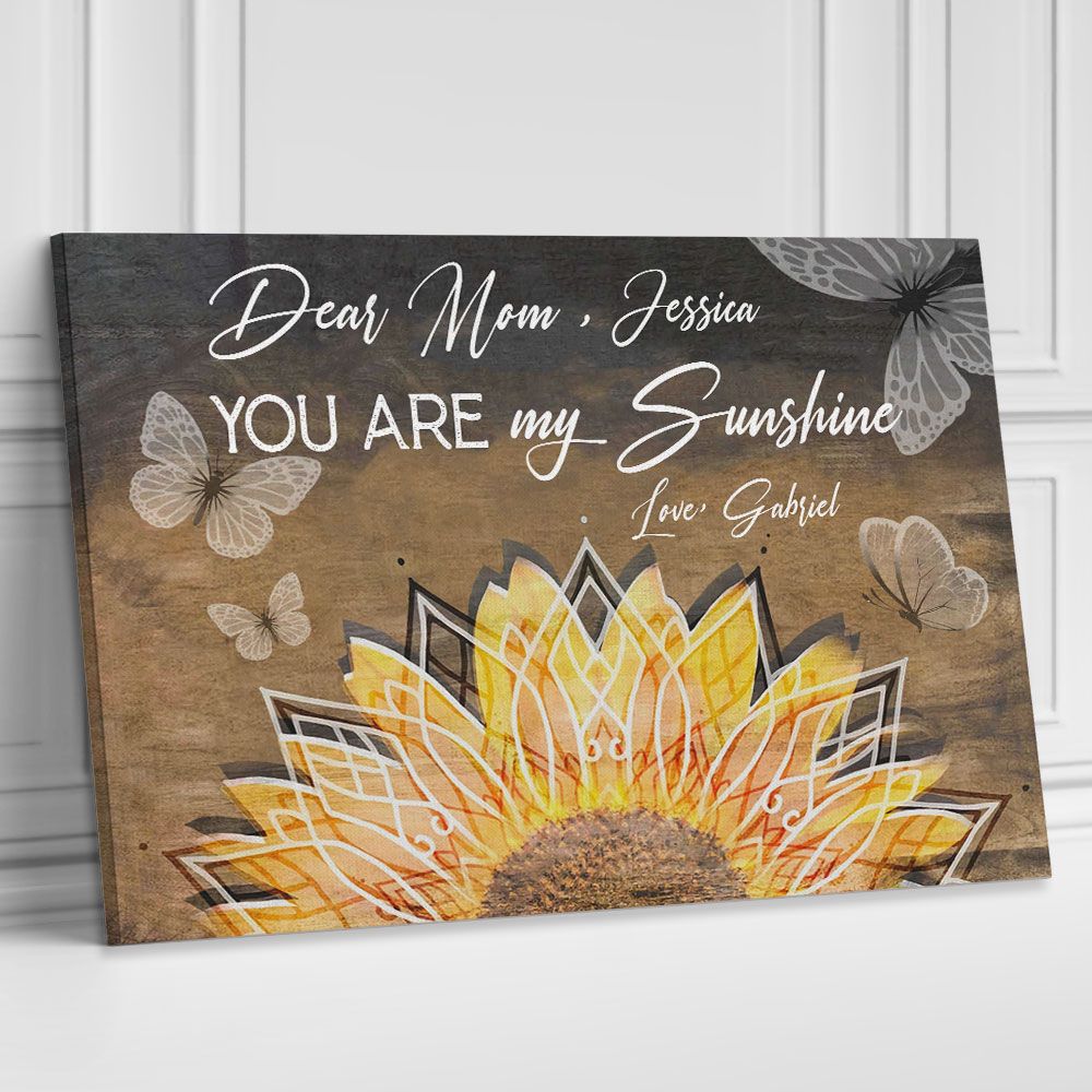 Personalized Sunflower Wall Art Dear Mom You Are My Sunshine Custom Mom's Name