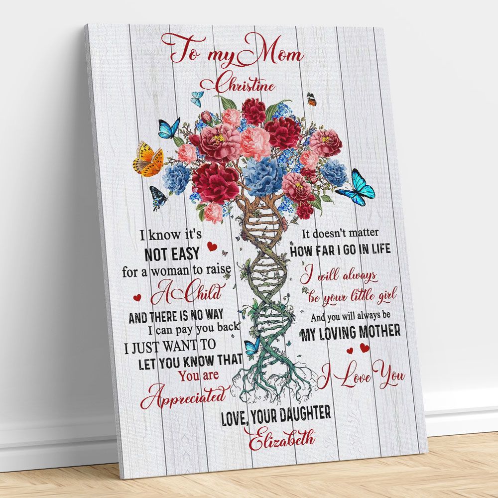Personalized Wall Art Custom DNA Floral To My Mom Gifts From Daughter