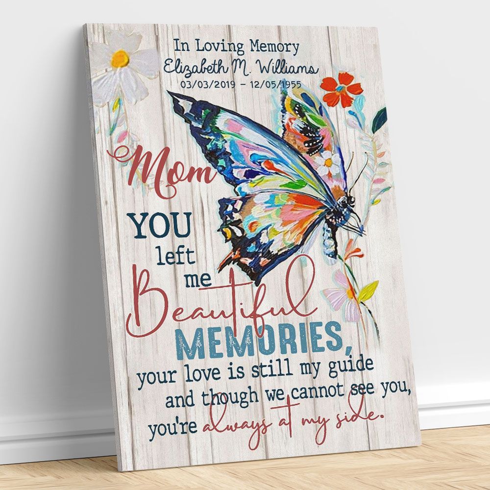 Personalized Wall Art In Loving Memory For loss of Mother Butterfly Custom Name and Date