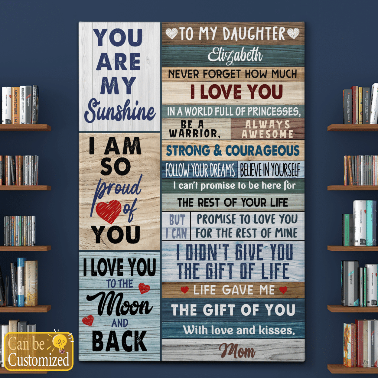 Gifts for Daughter Personalized Canvas Wall Art With Meaningful Quotes