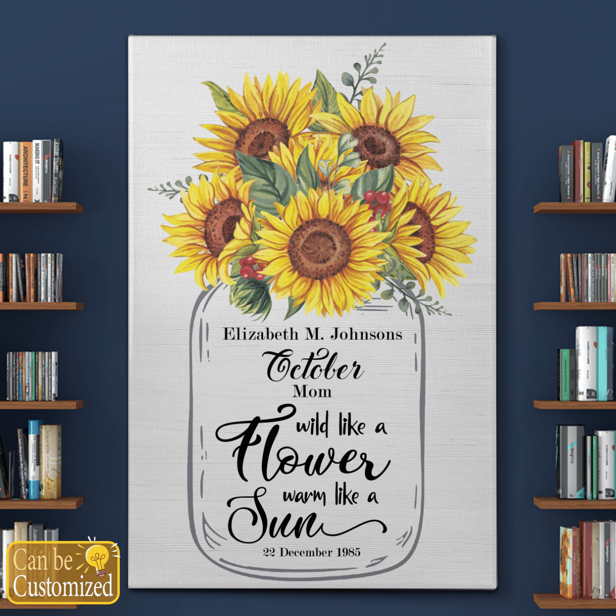Personalized Wall Art Sunflower Gifts For Mom, Aunt, Grandma, Sister