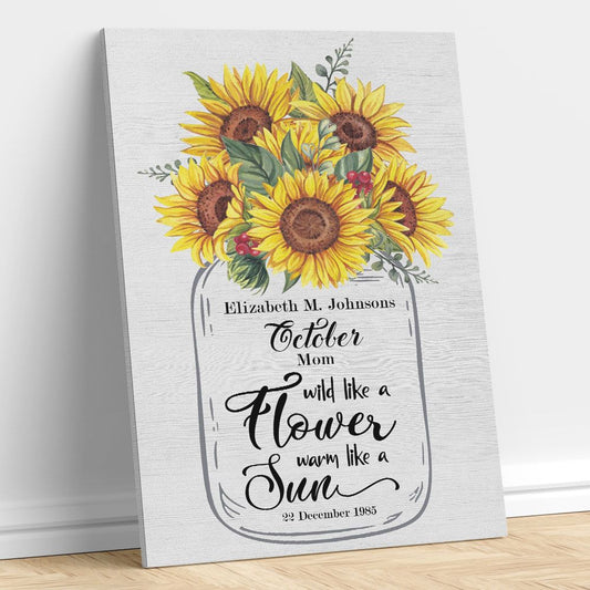 Personalized Wall Art Sunflower Gifts For Mom, Aunt, Grandma, Sister
