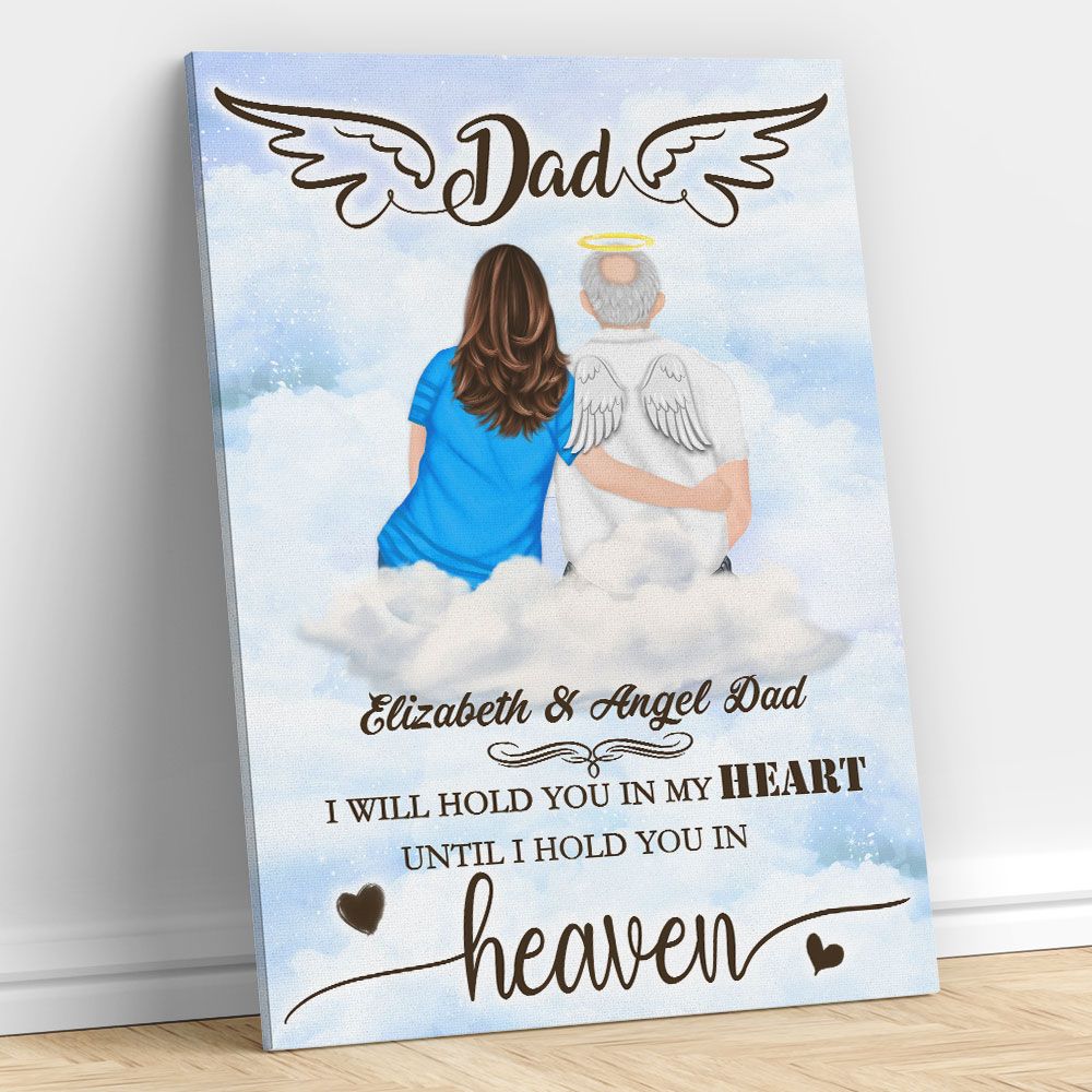Dad I Will Hold You In My Heart Personalized Canvas Wall Art Gifts from Daughter