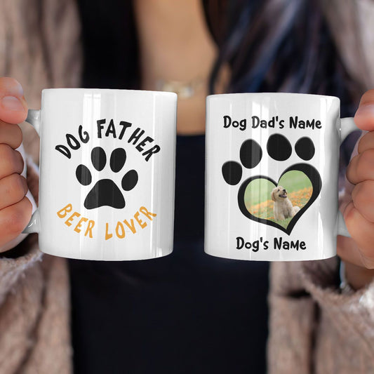 Dog Dad Gifts Dog Father Beer Lover Personalized Mug Funny Gifts for Dad