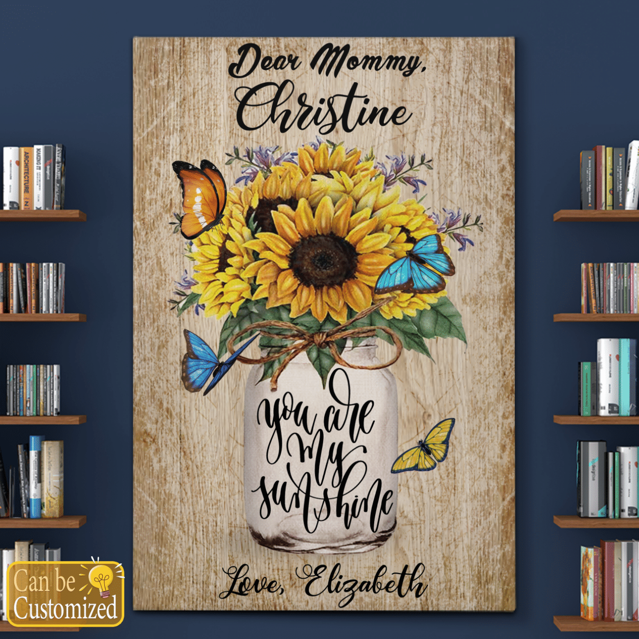 You Are My Sunshine Personalized Canvas Wall Art Gifts for Mom Grandma Aunt