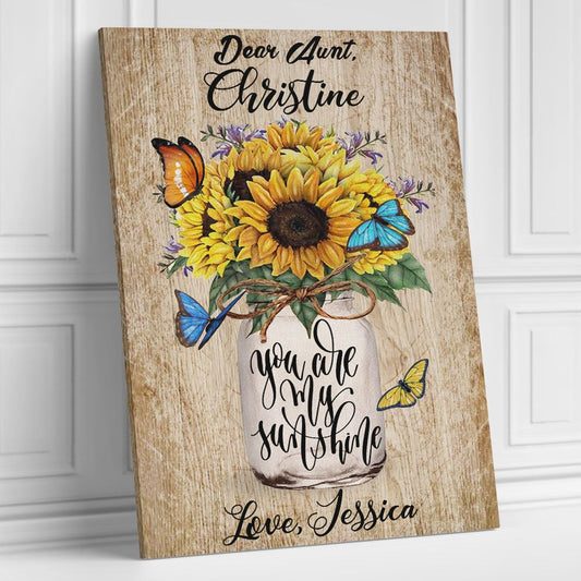 You Are My Sunshine Personalized Canvas Wall Art Gifts for Mom Grandma Aunt