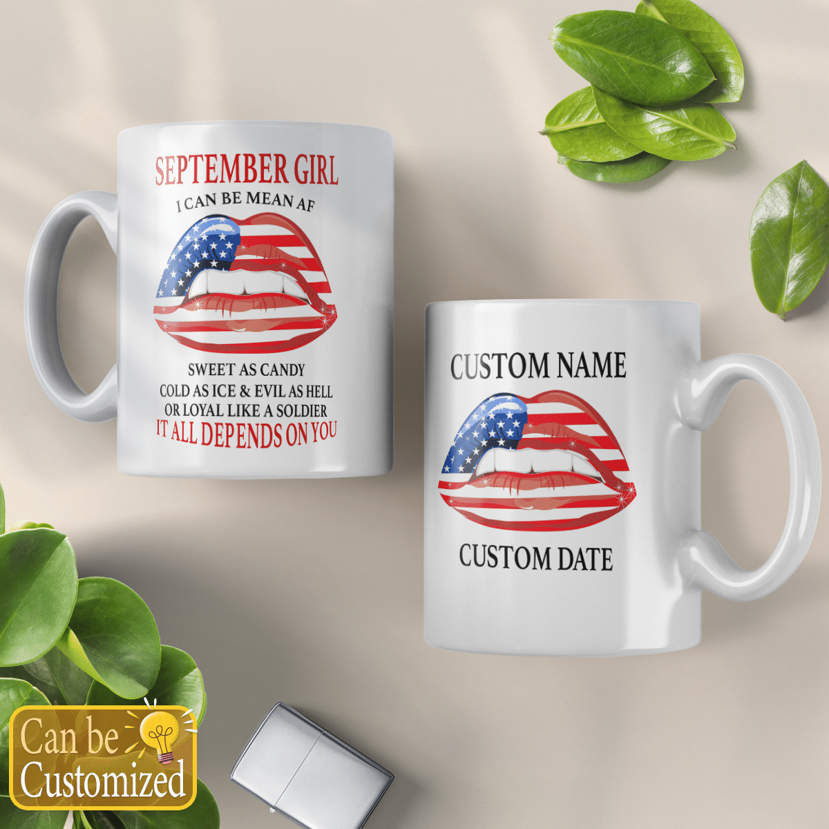 Personalized Mug USA Lips I Can Be Mean AF Birthday Gifts For Mom, Aunt, Grandma