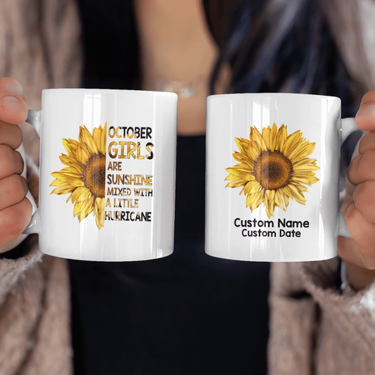 Personalized Mug Sunflower Sunshine Mixed With A Little Hurricane Birthday Gifts For Mom, Aunt, Grandma