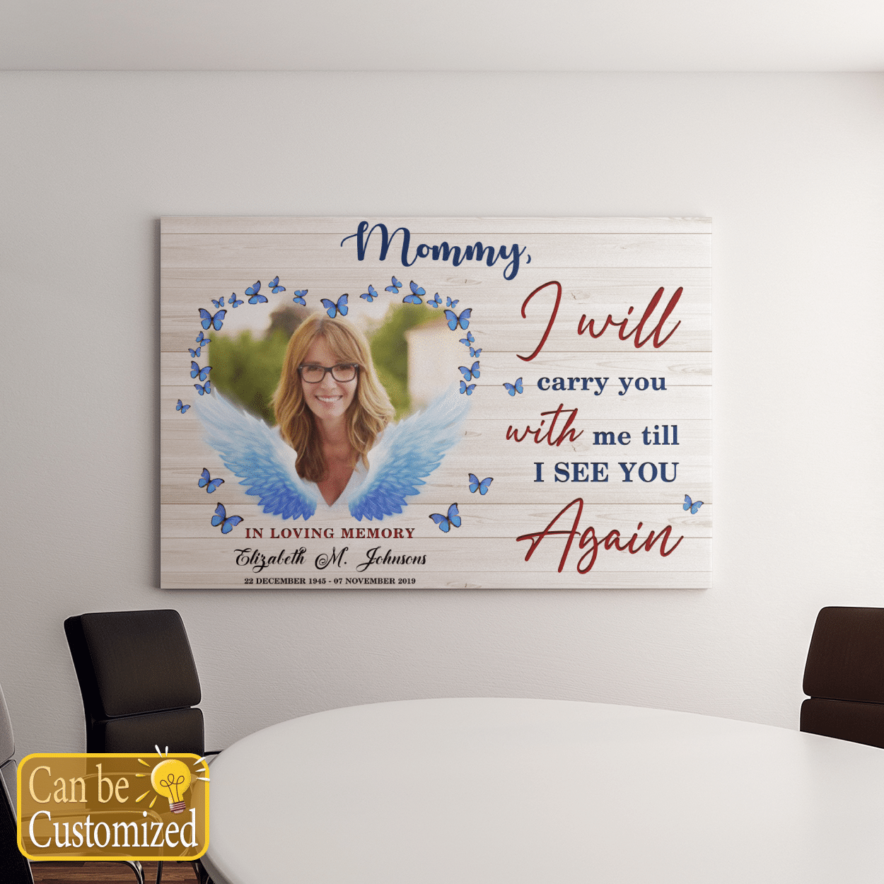 Personalized Memorial Gifts Canvas Wall Art with Quote I Will Carry You With Me
