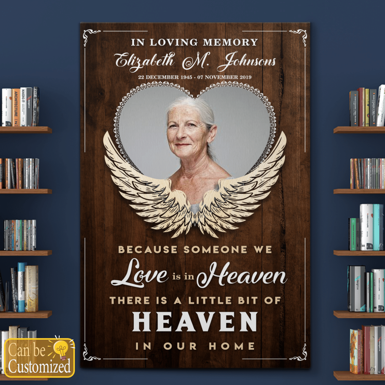 Personalized Memorial Gifts Canvas Wall Art Because Someone We Love Is In Heaven
