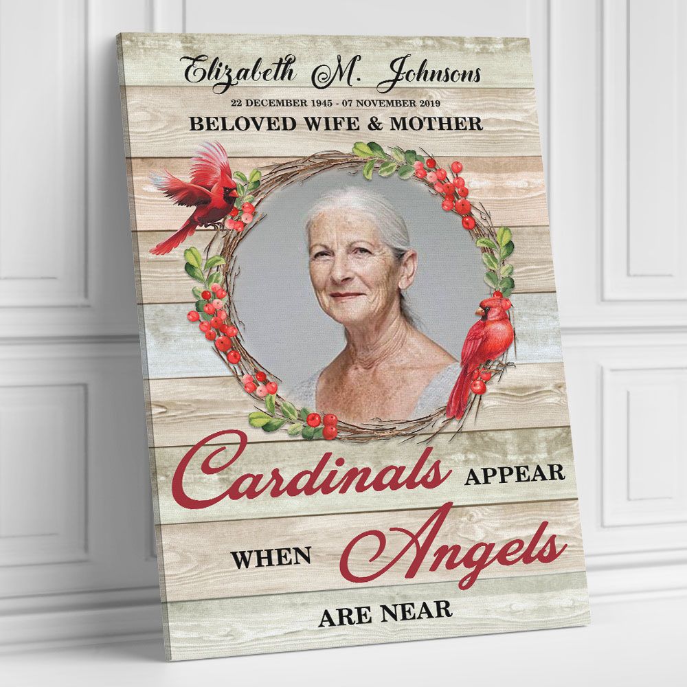 Personalized Memorial Gifts Canvas Wall Art Cardinals Appear When Angels Are Near