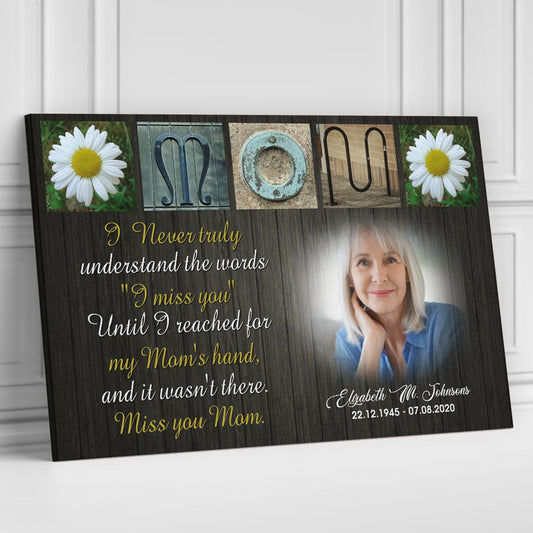 Memorial Gifts Canvas Quote I Miss You Mom