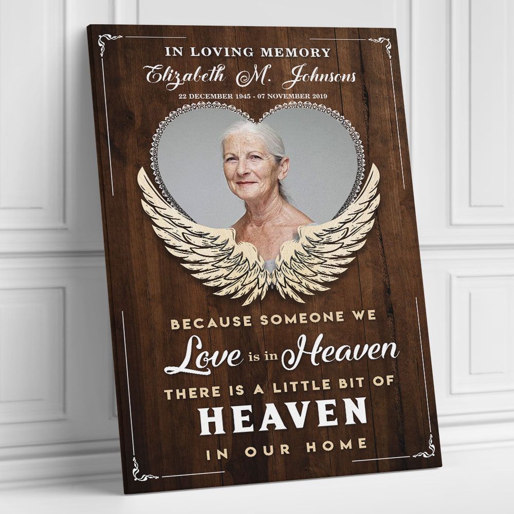 Personalized Memorial Gifts Canvas Wall Art Because Someone We Love Is In Heaven
