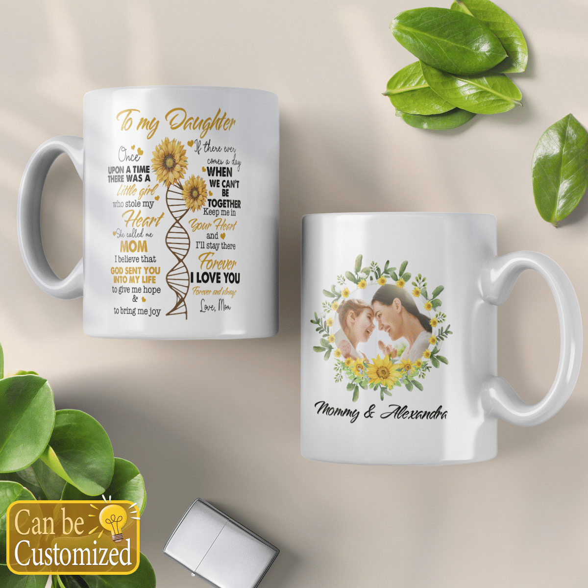 Personalized Gifts for Daughter Granddaughter Niece Sunflower Mug with Quote