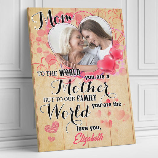 Custom Photo Wall Art Gifts For Mom To Our Family You Are The World