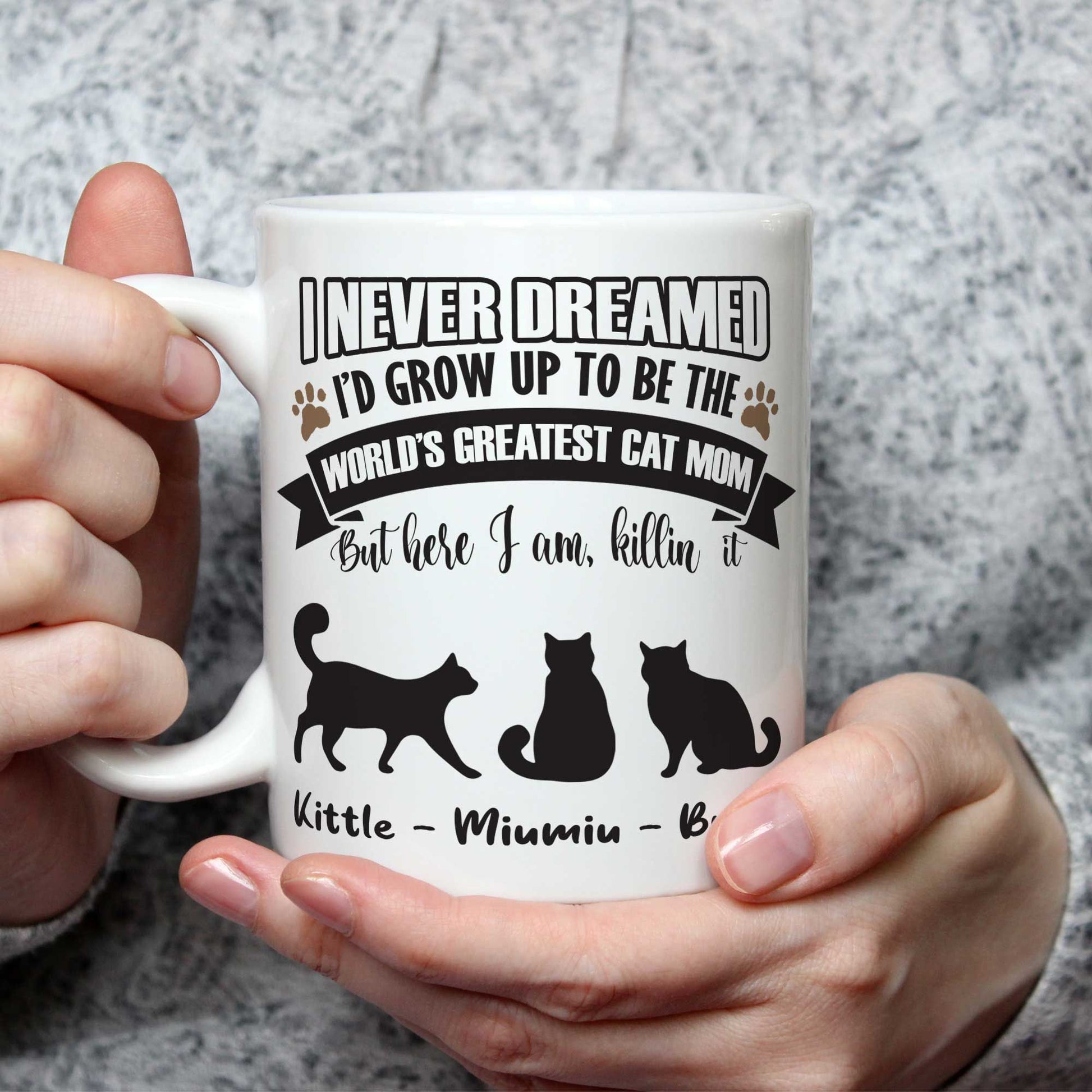 I Never Dreamed I'd Grow Up To Be The Cat Mom Custom Coffee Mug