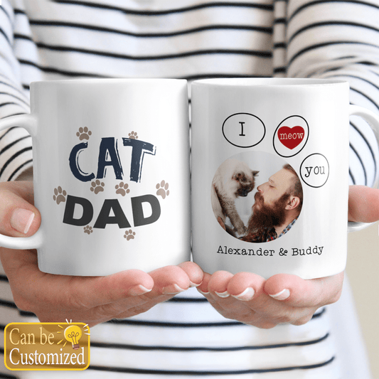 Personalized Photo Coffee Mug For Cat Dad Funny Gifts Idea