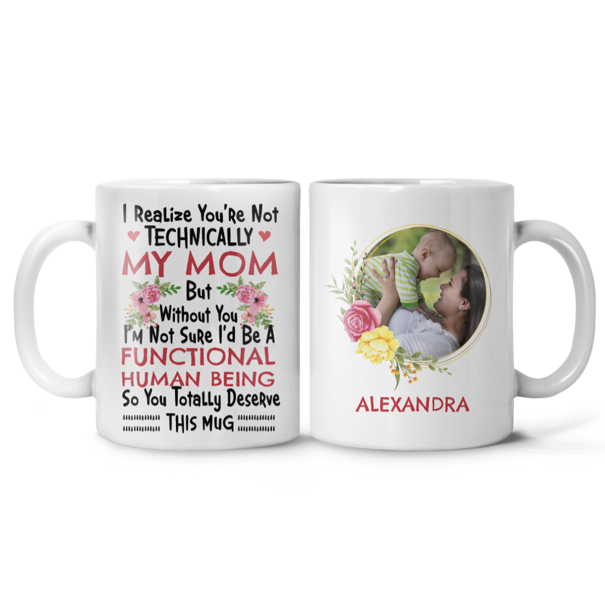Bonus Mom Custom Mug I Realize You're Not Technically My Mom Funny Gifts Idea