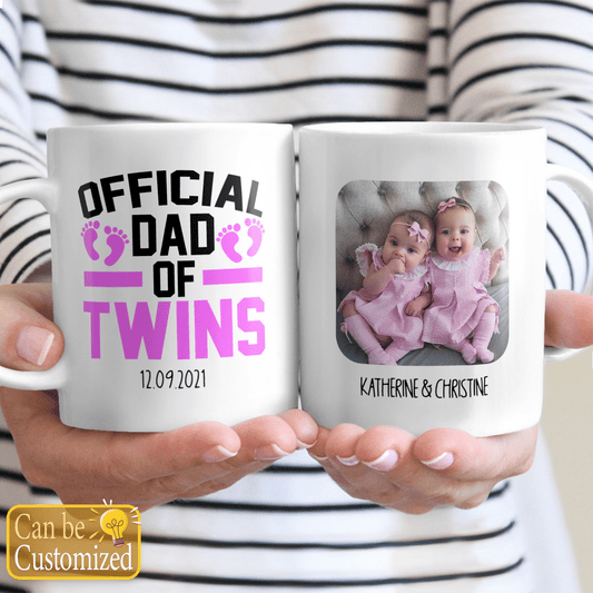 Official Dad Of Twins Mug Personalized Gifts For Dad To Be And New Dad