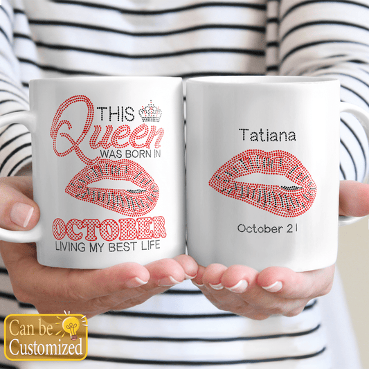 Personalized Birthday Mug This Queen Living My Best Life Gifts For Mom, Aunt, Grandma, Sister