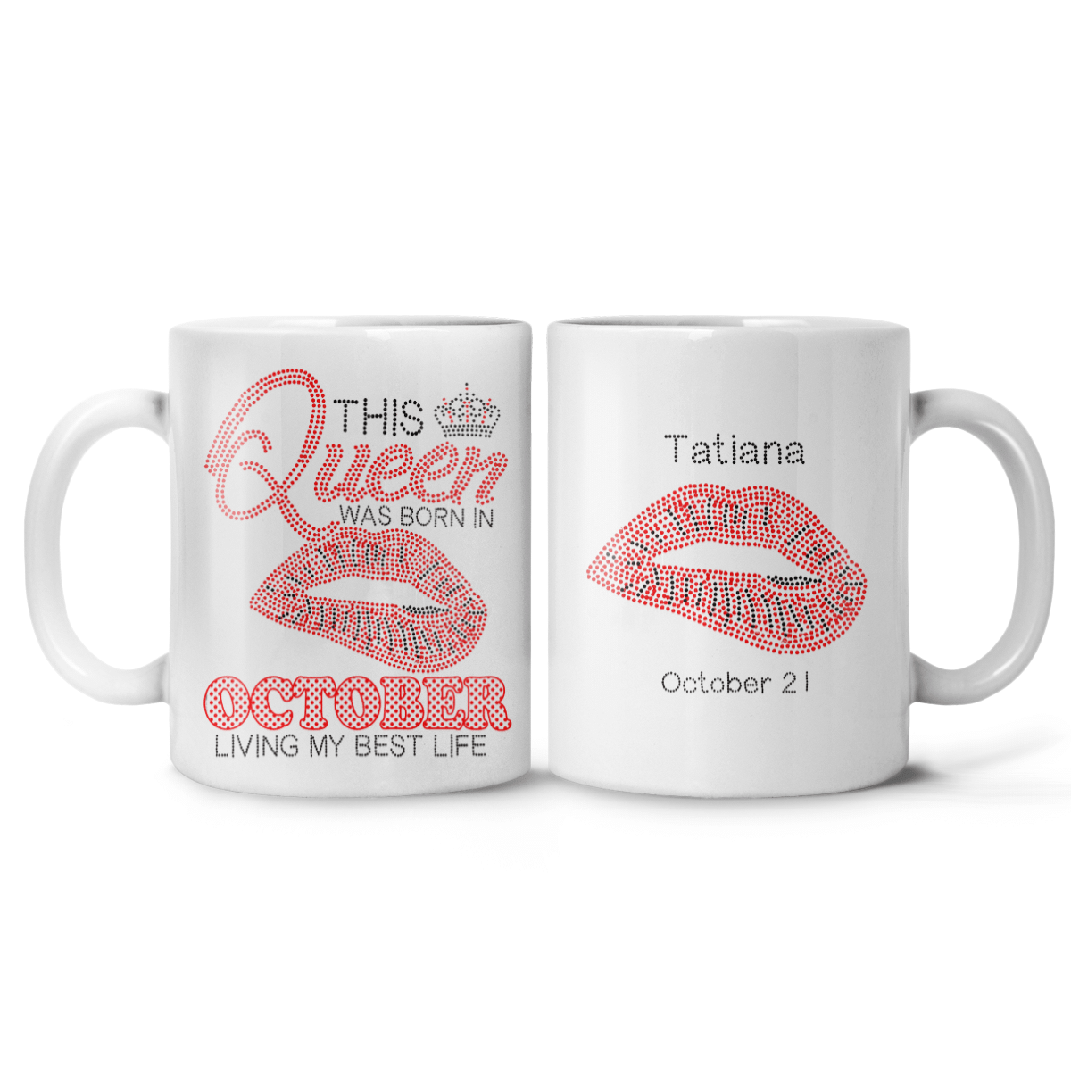 Personalized Birthday Mug This Queen Living My Best Life Gifts For Mom, Aunt, Grandma, Sister