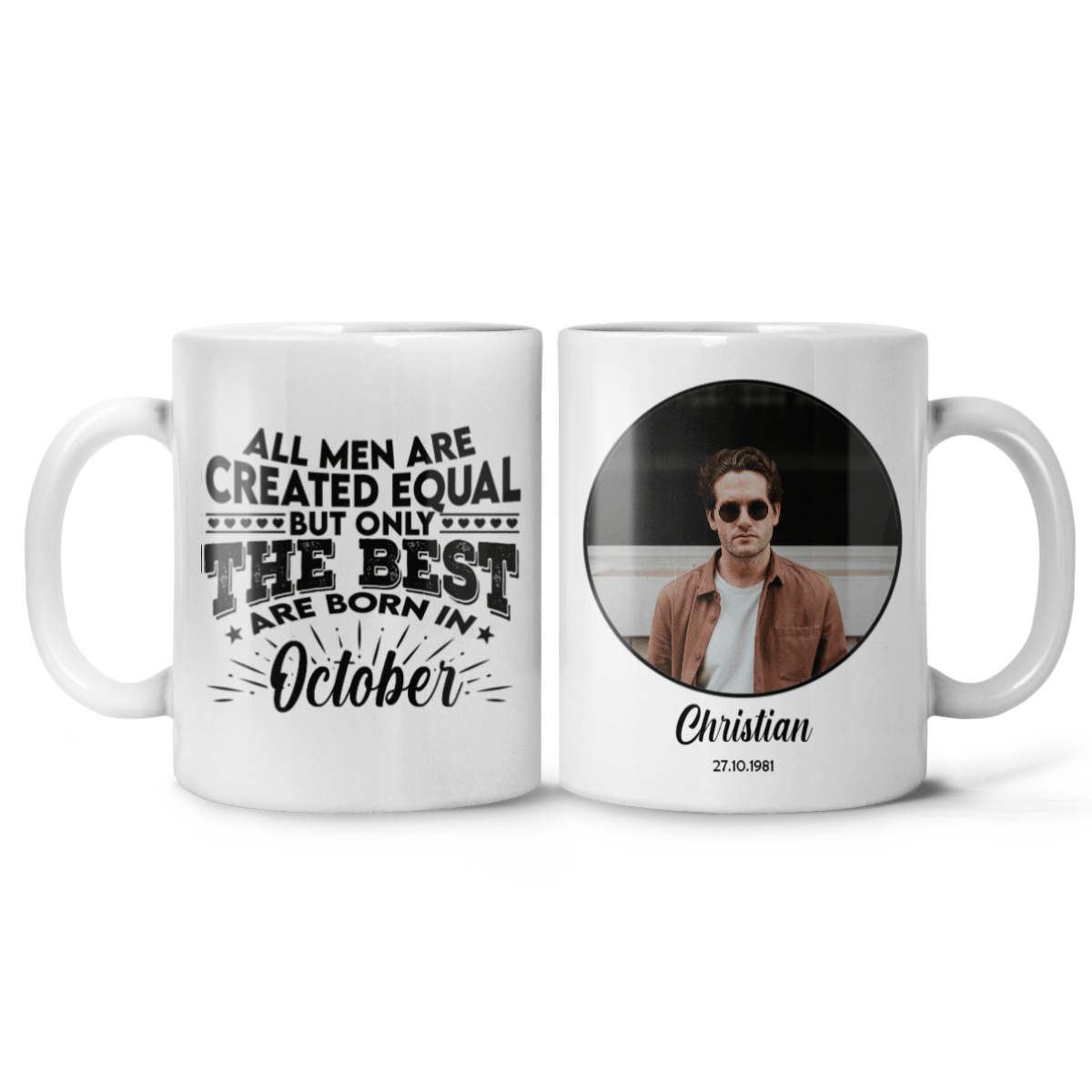 Personalized Photo Mug Birthday Gifts For Him, Dad, Grandpa All Men Are Created Equal