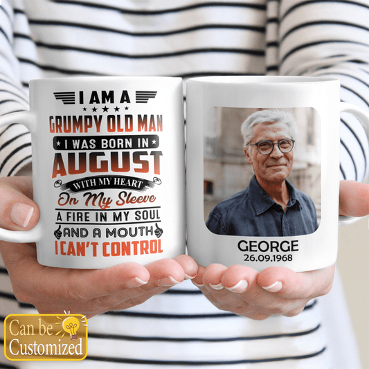 Personalized Photo Mug Happy Birthday For Grumpy Oldman Grandpa, Dad Funny Gifts Idea