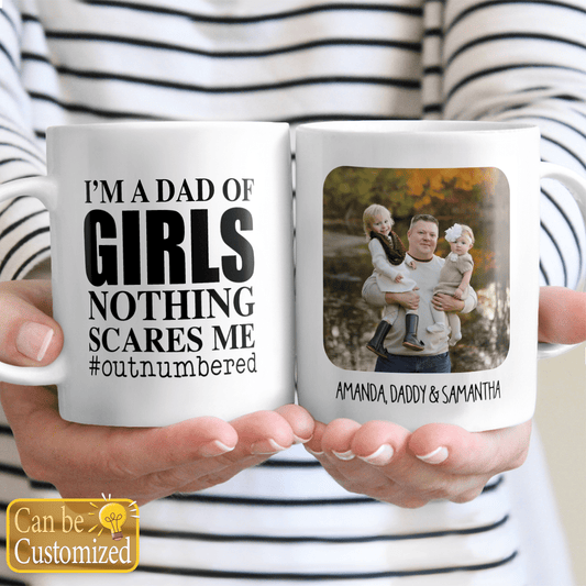 Dad of Girls and Mom of Boys Outnumbered Mug Personalized Gifts for mom and Dad