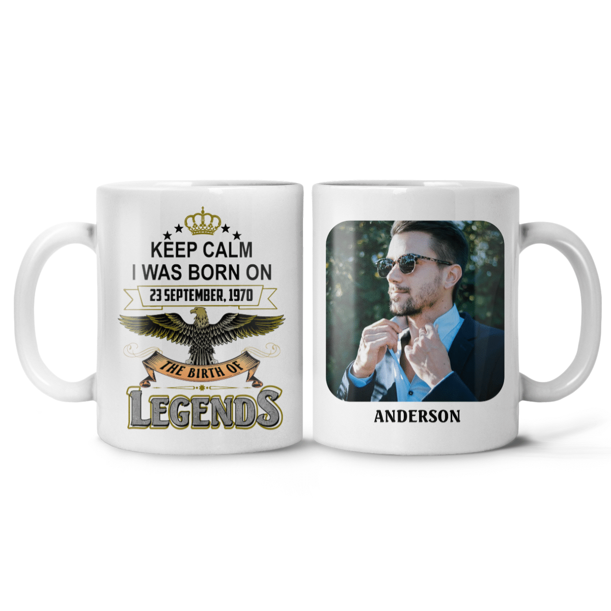 Personalized Photo Mug Happy Birthday Gifts For Him, Dad, Grandpa, Uncle The Birth Of Legends