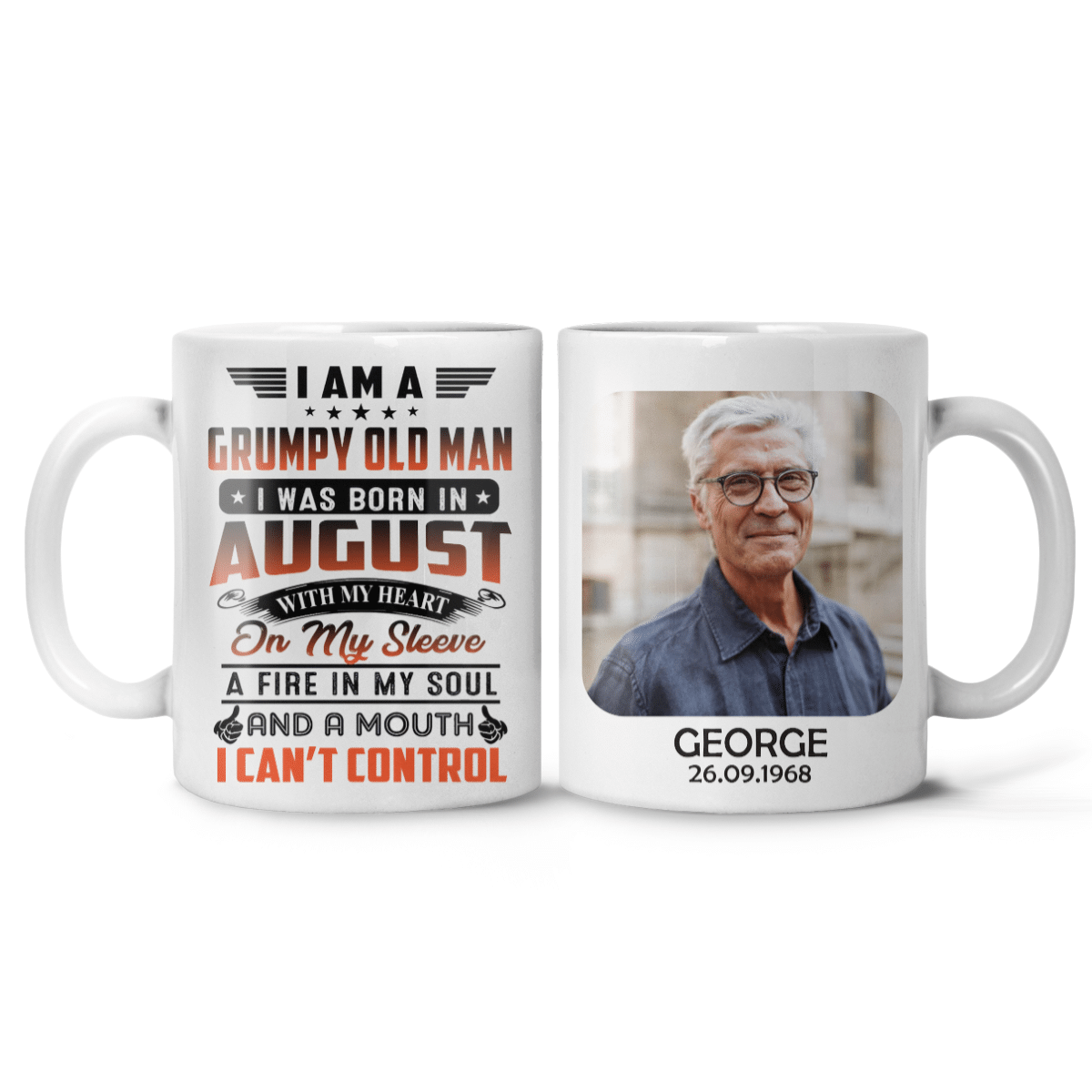 Personalized Photo Mug Happy Birthday For Grumpy Oldman Grandpa, Dad Funny Gifts Idea