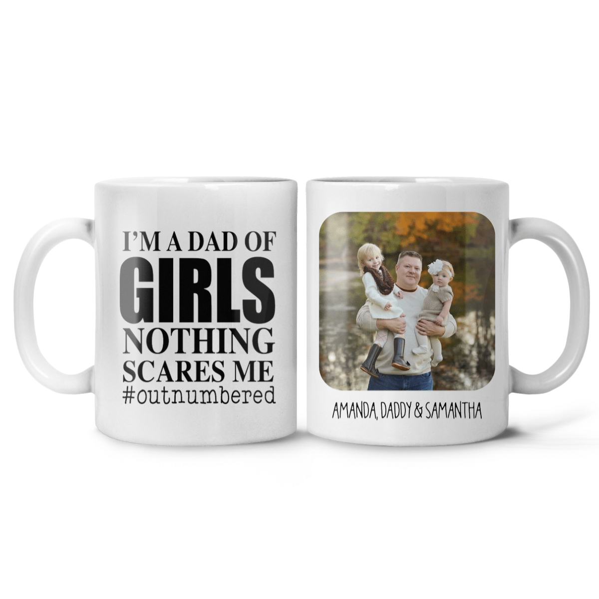 Dad of Girls and Mom of Boys Outnumbered Mug Personalized Gifts for mom and Dad