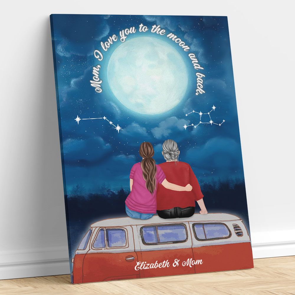 Mom I Love You To The Moon And Back Personalized Canvas Gifts from Daughter