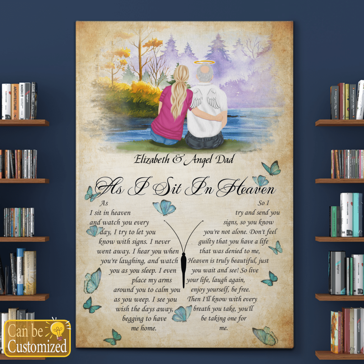 As I Seat In Heaven Canvas Remembrance Gifts In Loving Memory Daughter and Dad