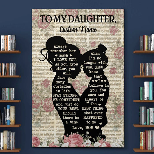 Personalized Wall Art Gifts To My Daughter From Mom Silhouette Mom and Daughter