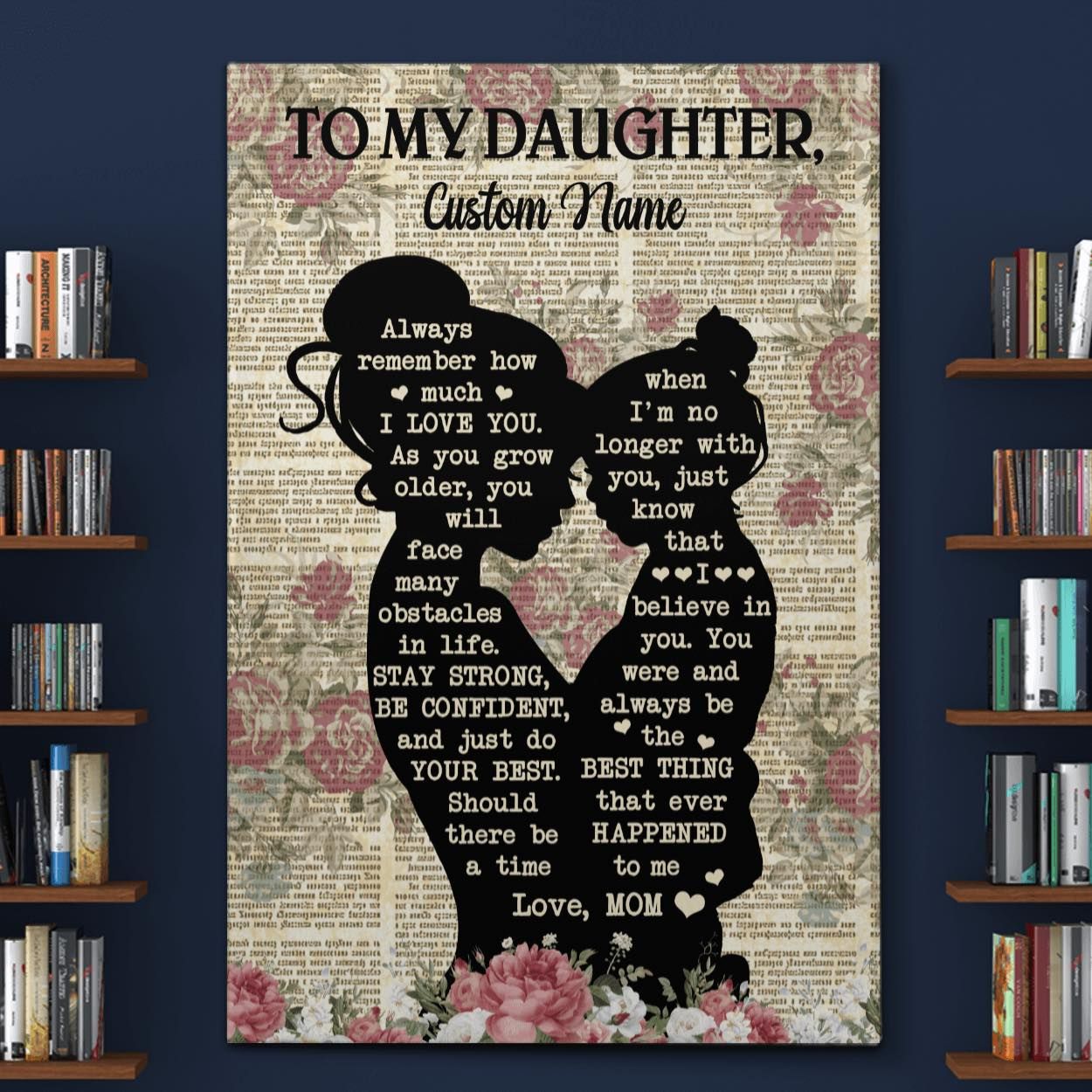 Personalized Wall Art Gifts To My Daughter From Mom Silhouette Mom and Daughter