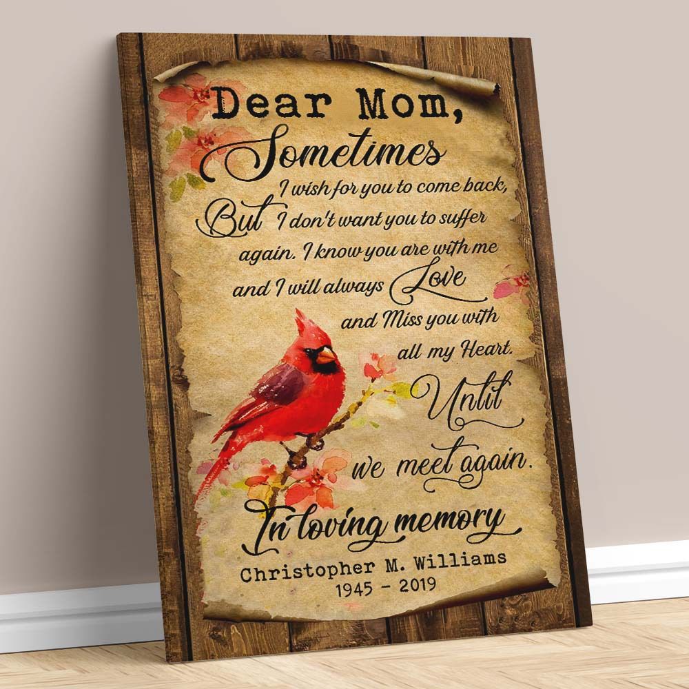 Memorial Canvas Gifts Mom In Loving Memory Cardinal Bird