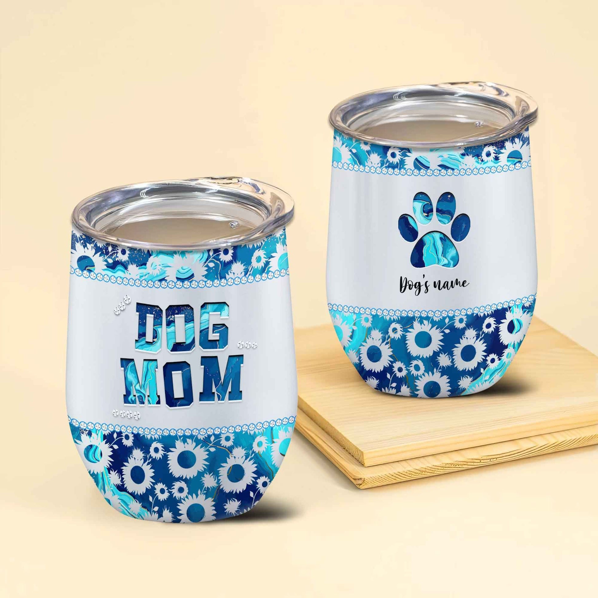 Personalized Dog Mom Wine Tumbler Custom Dog's Name