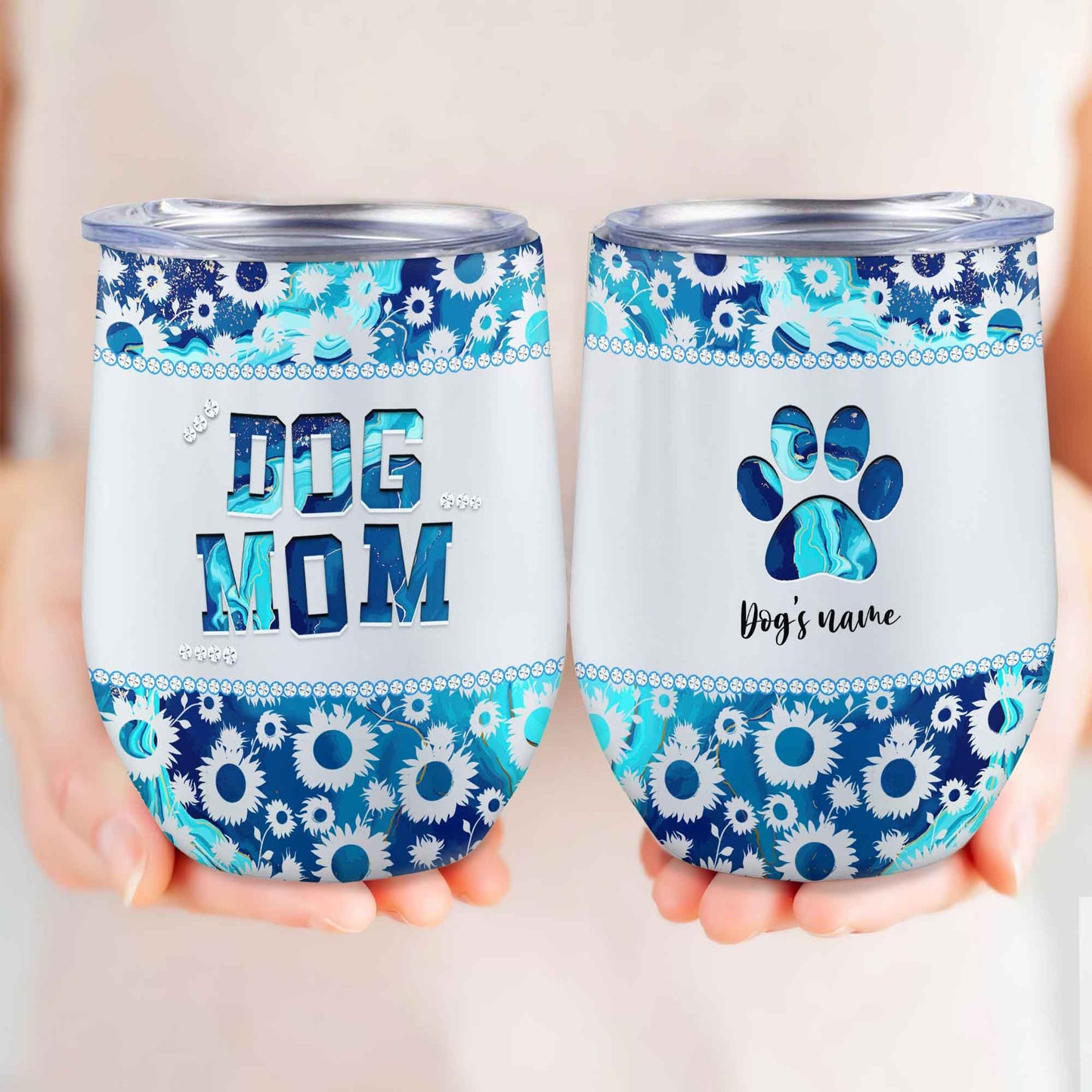 Personalized Dog Mom Wine Tumbler Custom Dog's Name