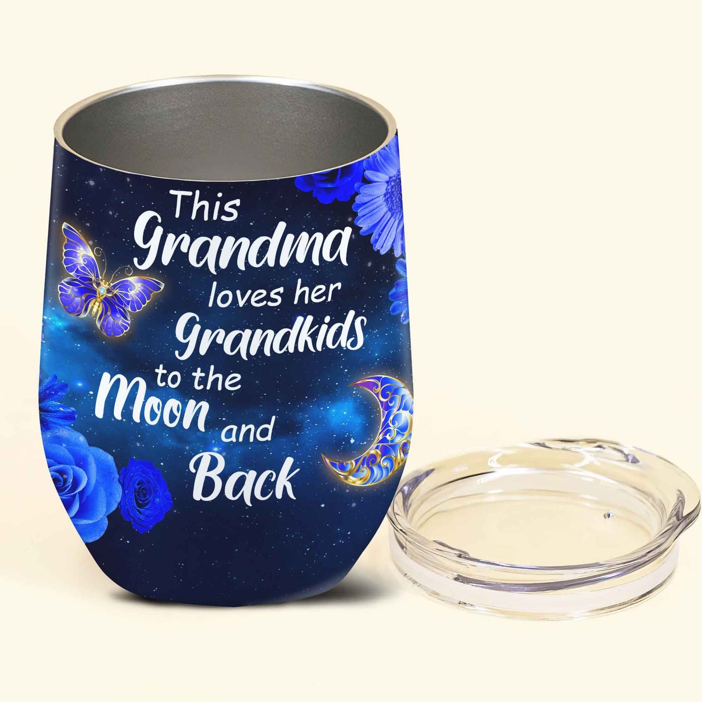 This Grandma Loves Their Grandkids To The Moon And Back Personalized Wine Tumbler