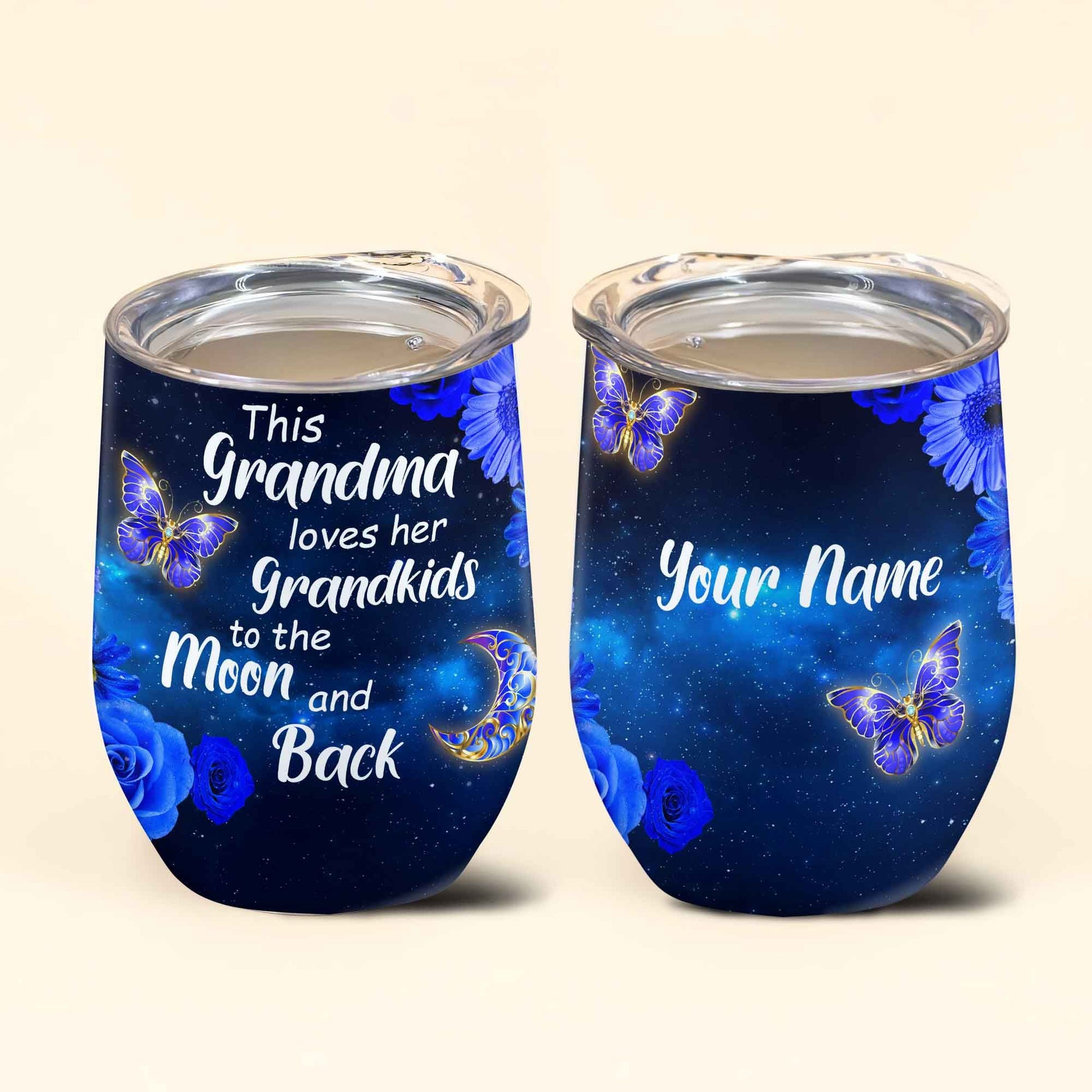 This Grandma Loves Their Grandkids To The Moon And Back Personalized Wine Tumbler