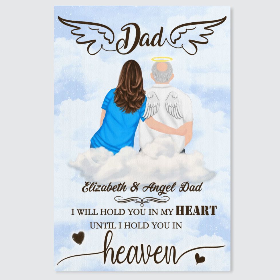 Dad I Will Hold You In My Heart Personalized Canvas Wall Art Gifts from Daughter