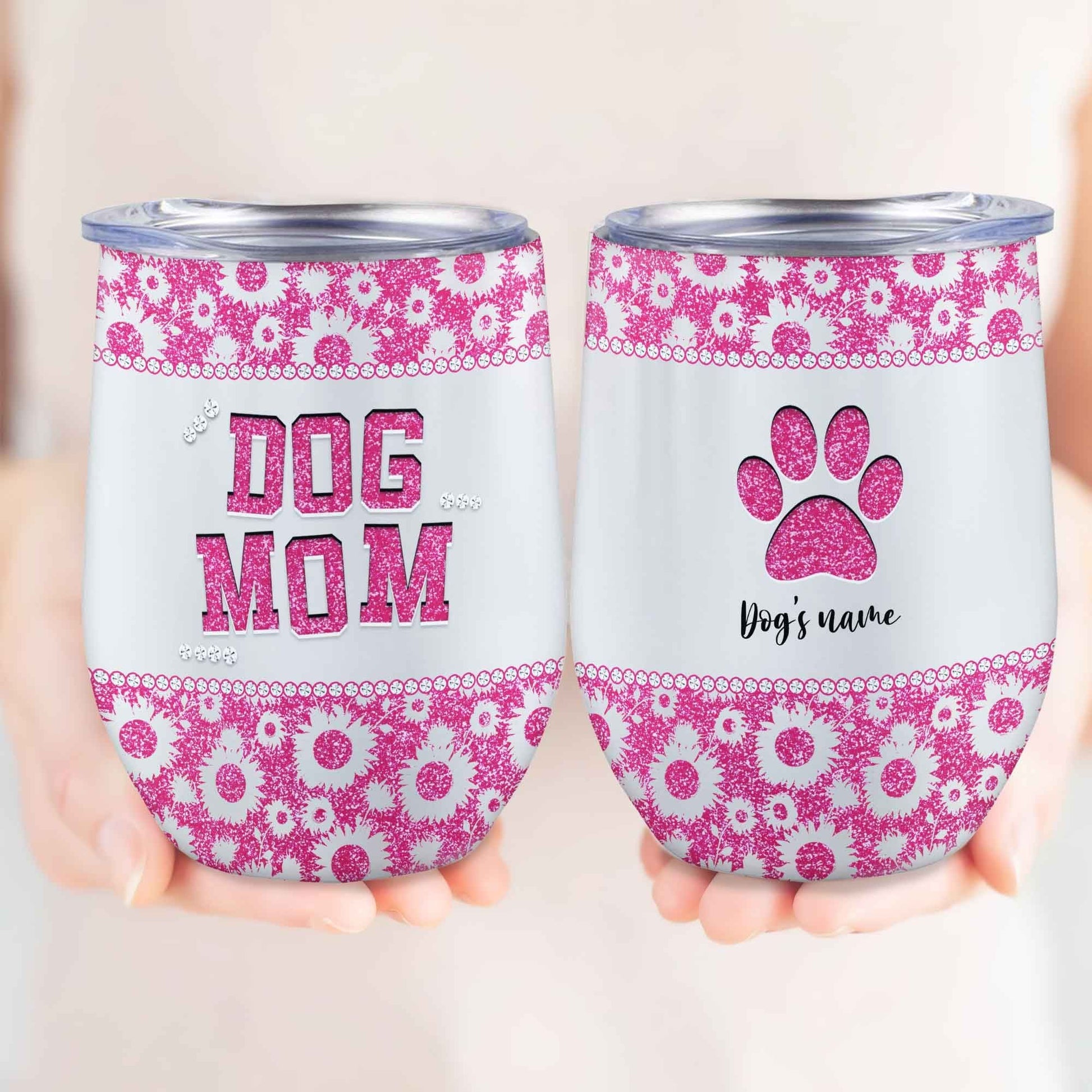 Personalized Wine Tumbler Dog Mom Custom Dog's Name Gifts Idea