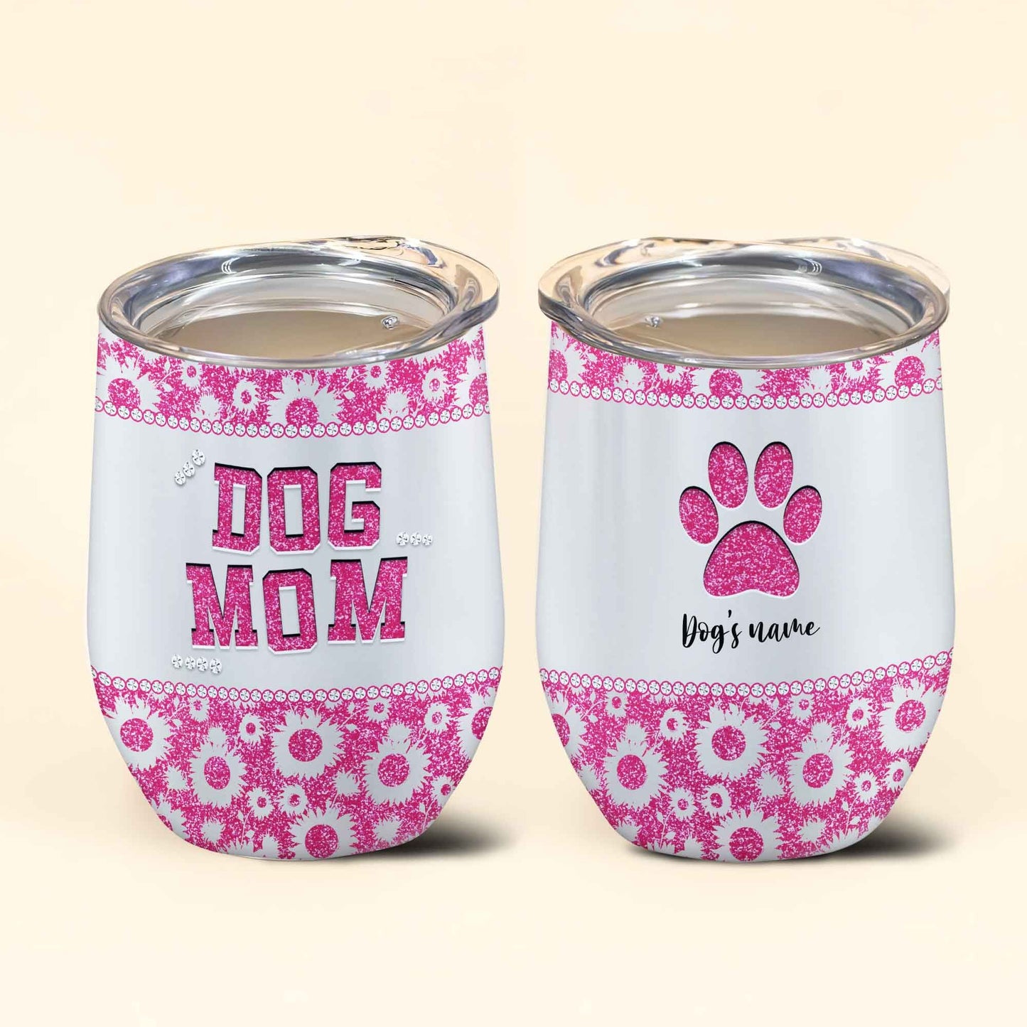Personalized Wine Tumbler Dog Mom Custom Dog's Name Gifts Idea
