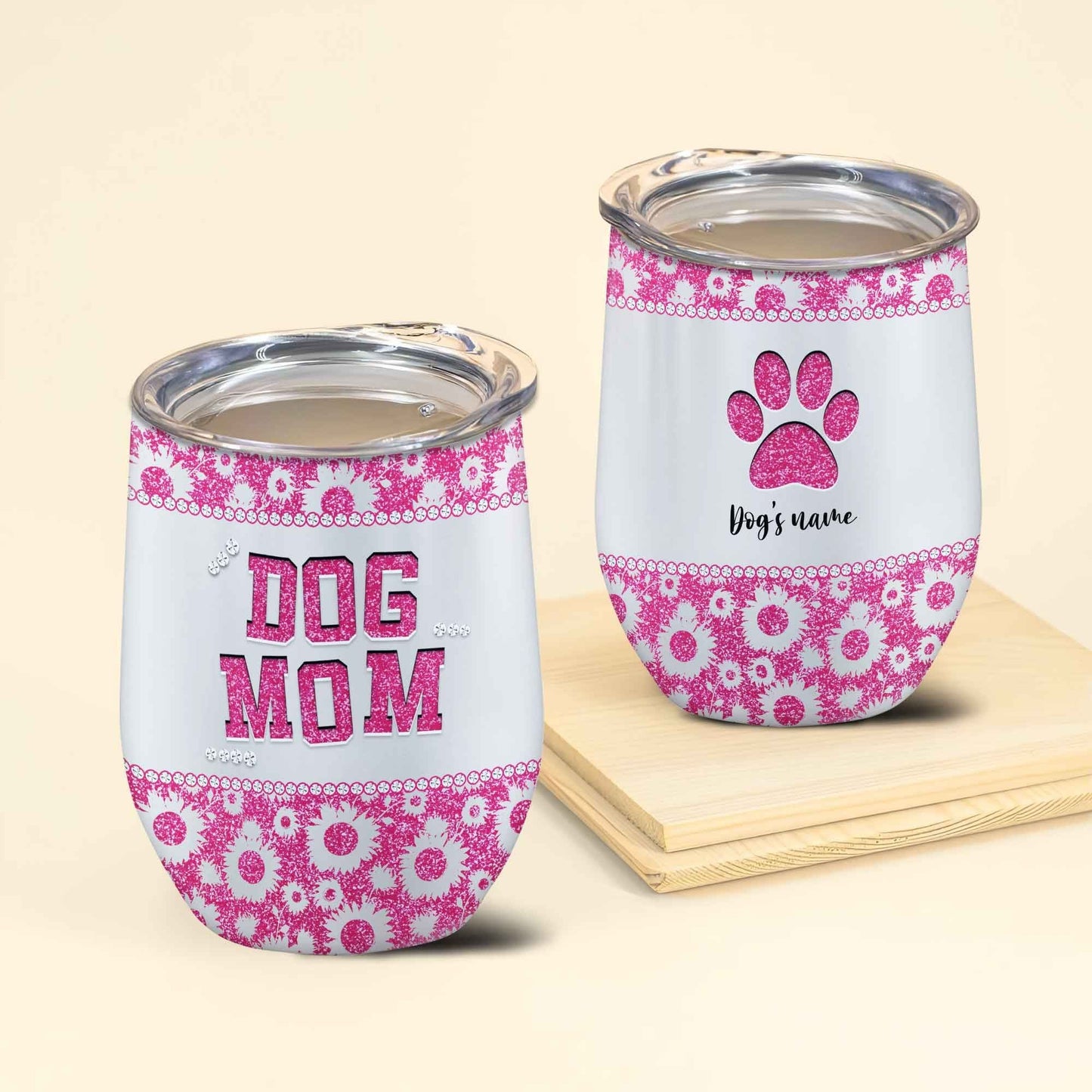Personalized Wine Tumbler Dog Mom Custom Dog's Name Gifts Idea