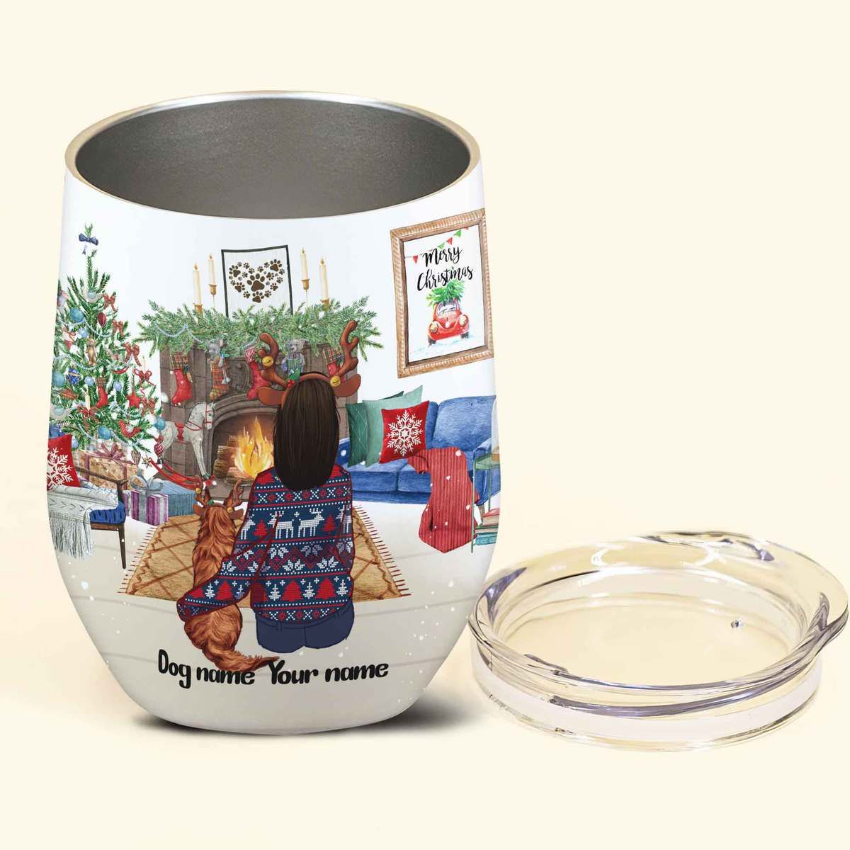 Christmas Is Better With My Dog Personalized Wine Tumbler Gift For Dog Mom