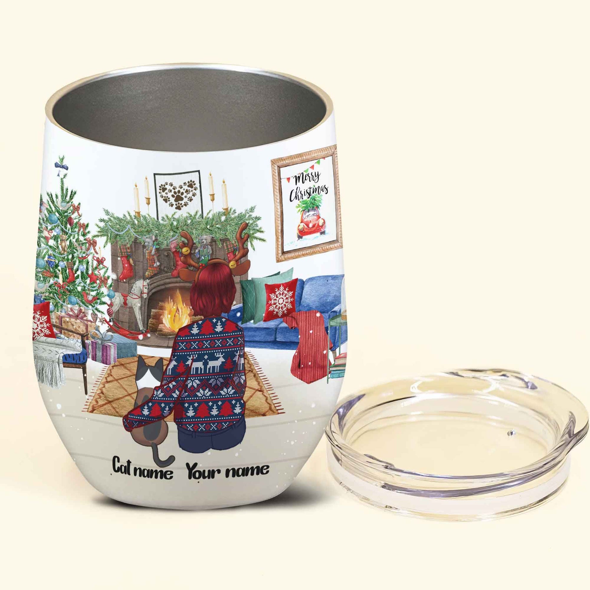 Christmas Is Better With My Cat Personalized Wine Tumbler Gift For Cat Mom