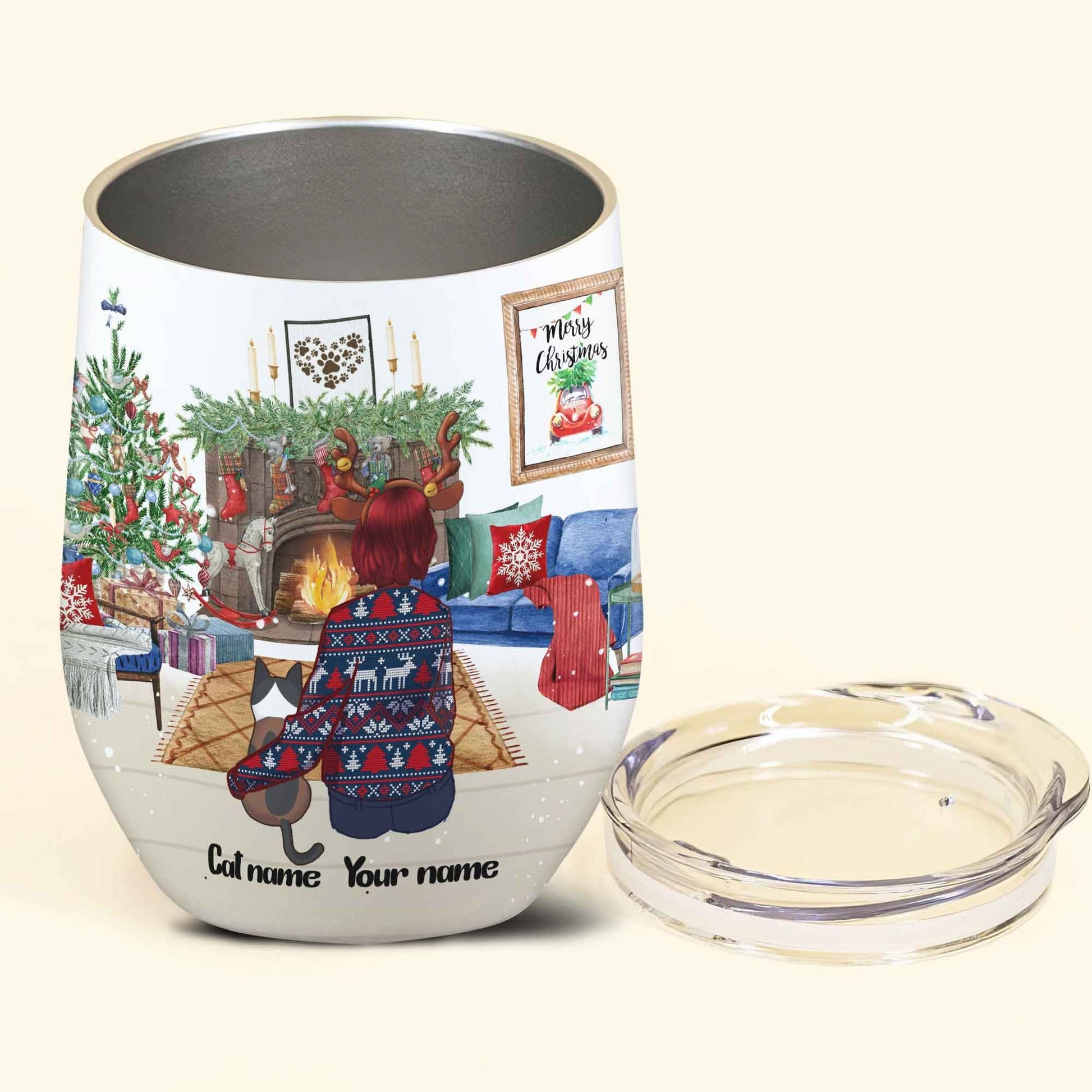 Christmas Is Better With My Cat Personalized Wine Tumbler Gift For Cat Mom